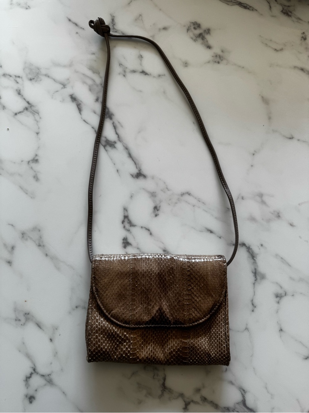 Sam’s Fifth Avenue Women's Brown Snake-Embossed Crossbody Bag